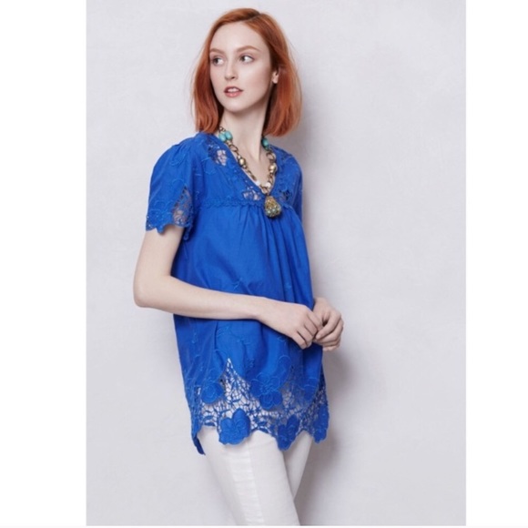 Anthropologie Tops - Anthropologie Vanessa Virginia Azurite Blouse